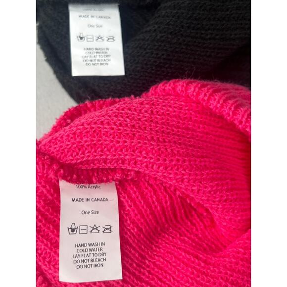 Athleta Onesize Acrylic Pink & Black NWT Double Beanies